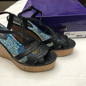 Black wedge sandals